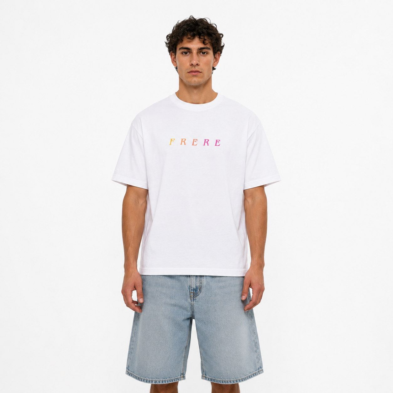 FRERE Gradient Logo Oversized T-Shirt (white